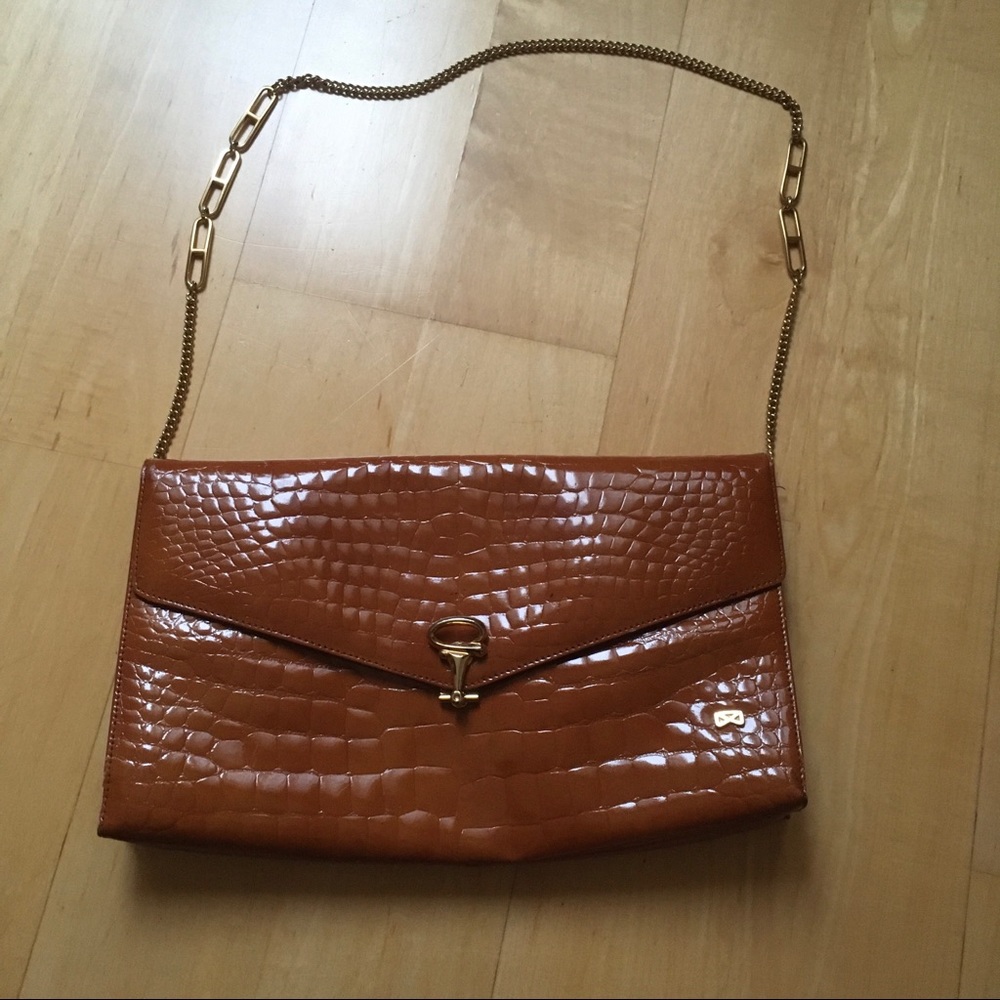 Envelope clutch bag faux alligator pattern